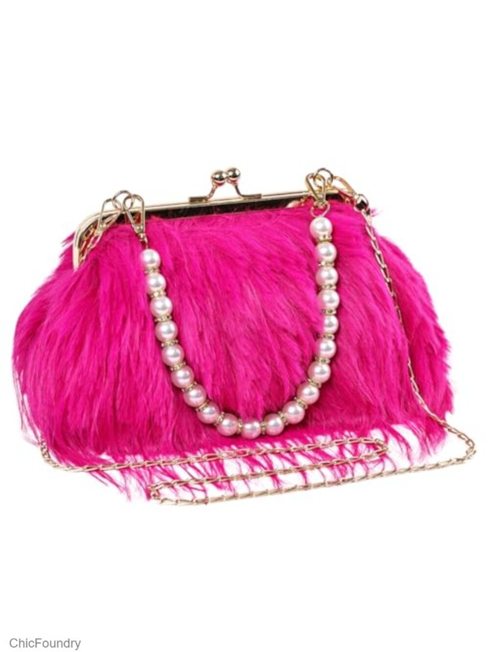 Feather Evening Clutch with 2 Detachable Chains, Kiss Lock, Crossbody Bag